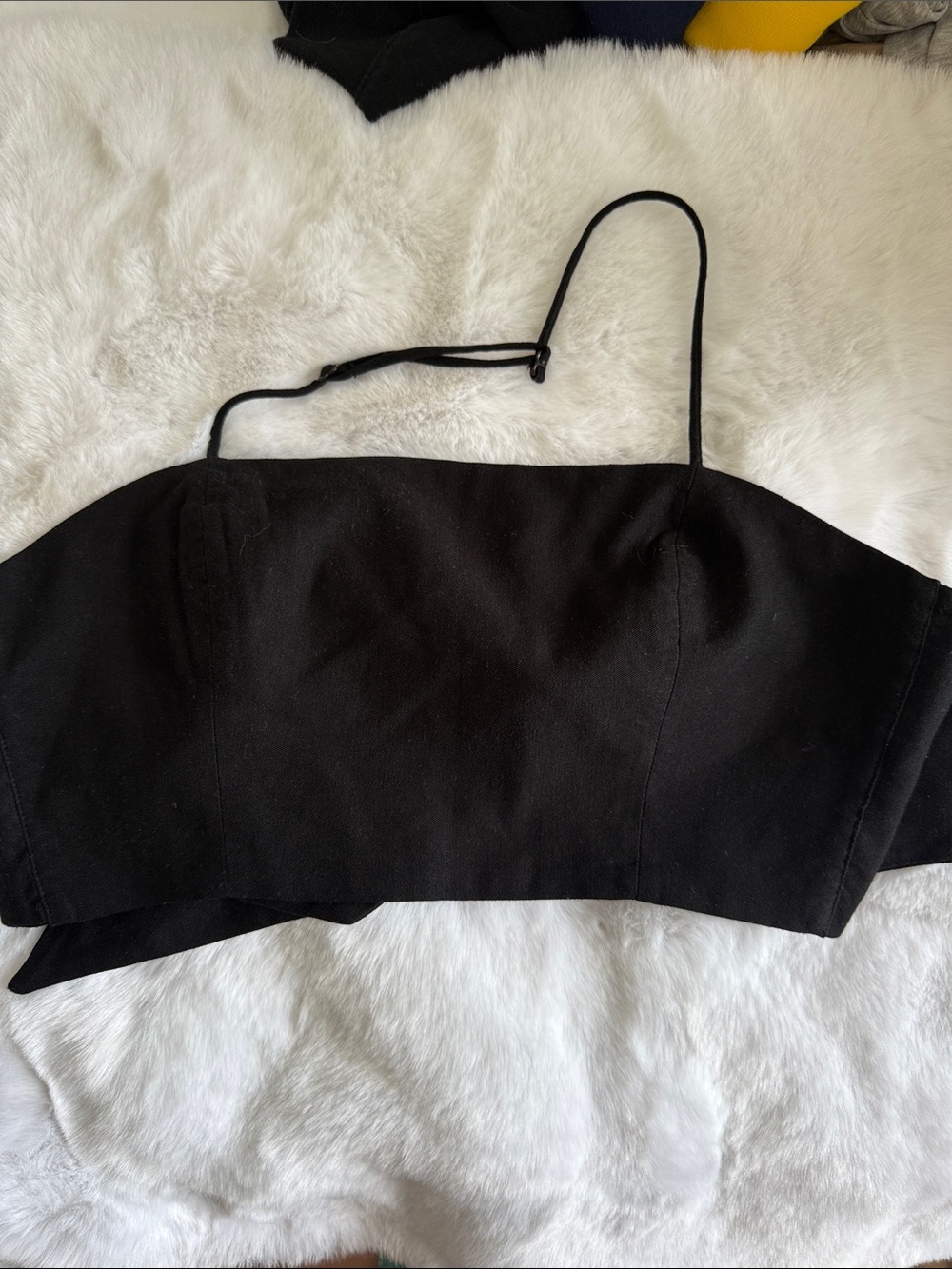Black Strapless Crop Top with Removable Spaghetti Strap